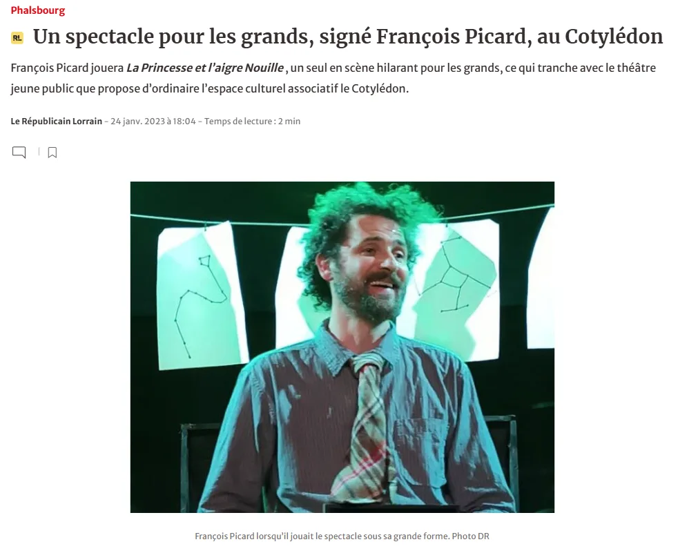 Article de presse sur la Compagnie Moi Je Tout Seul